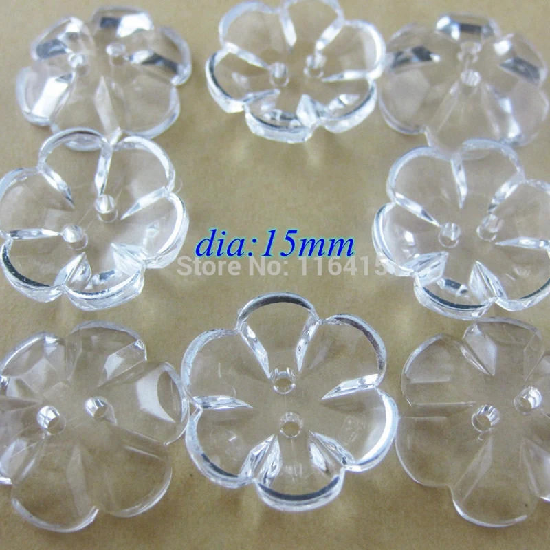 50pcs 15mm Transparent Garment loose buttons scrapbooking products Flower Shape Resin Kid Button For Craft