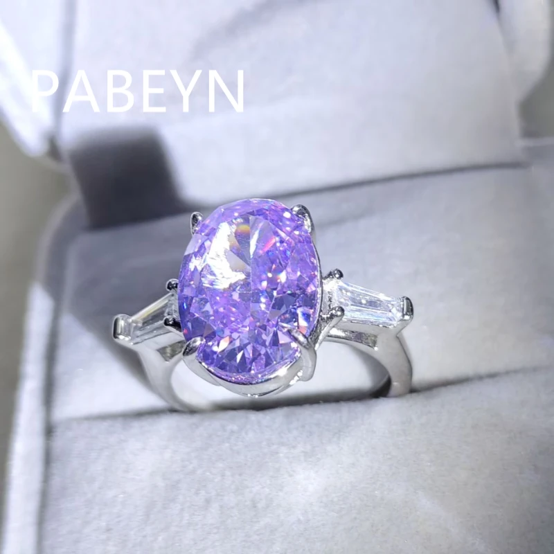 925 Sterling Silver Fashion Ice Flower Cut Zirocn Big Dove Egg Ring Birthday Party Anniversary Gift Ladies Jewelry