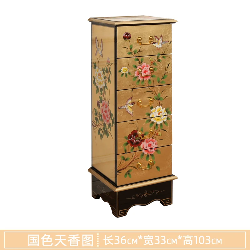 

YY New Chinese Painted Cabinet Narrow Gap Storage Cabinet Five-Bucket Cabinet Curio Cabinet Locker