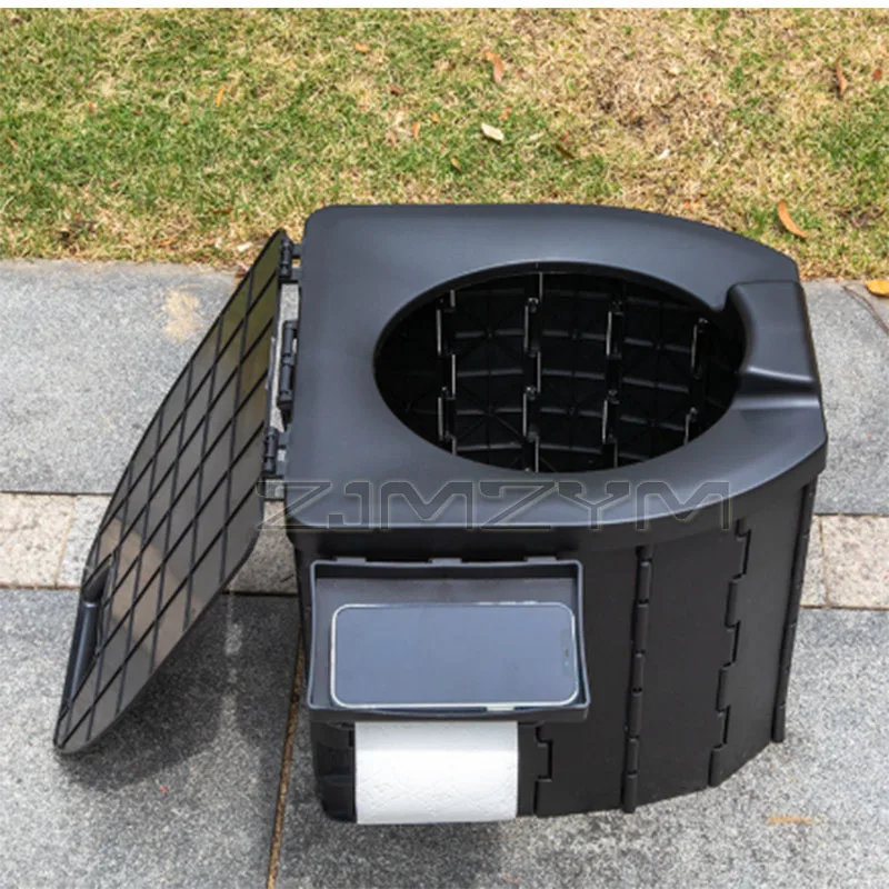Foldable Portable Toilet with Lid Heavy Duty Car Mounted Emergency Commode for Travel Road Trips Camping  Outdoor Activities