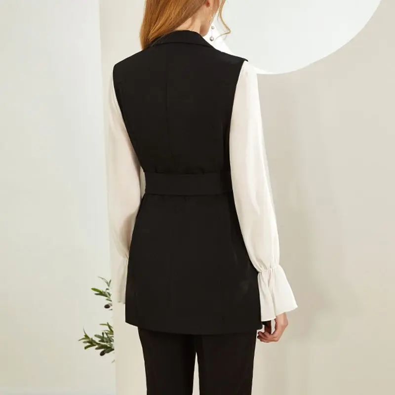 Blazer Vest Women Office Sleeveless Single-breasted Business Solid Harajuku Basic Streetwear Vintage Lapel Blazer Vest Coat