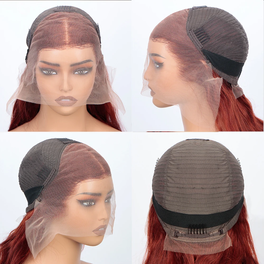 البني المحمر مجعد 13x4 hd الدانتيل الباروكة الأمامية شعر الإنسان الملونة الباروكات الجسم موجة خصلات الشعر المستعار الإنسان 200 الكثافة خصلات الشعر المستعار البرازيلي #3