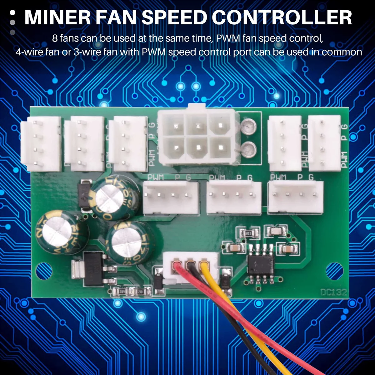 Computer Case Miner Fan Speed Controller 8-Channel Fan Hub PWM High-Power Violent Fan Controller Fan Speed Governor