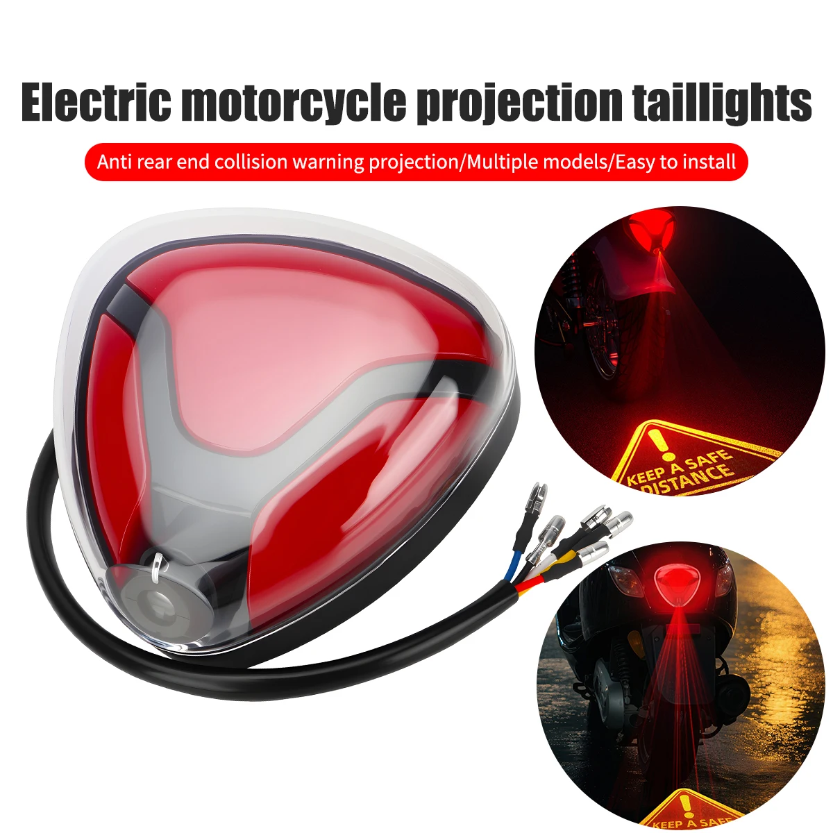 

Motorcycle LED Brake lights Safety Warning Flash Tail light 22SMD Projection Police Light Anti Rear End Collision Cruise Motor