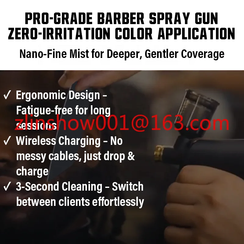 Barbera Airografo Barber Shop Airbrush air Compressor with Airbrush Black Dye & Barber Comb