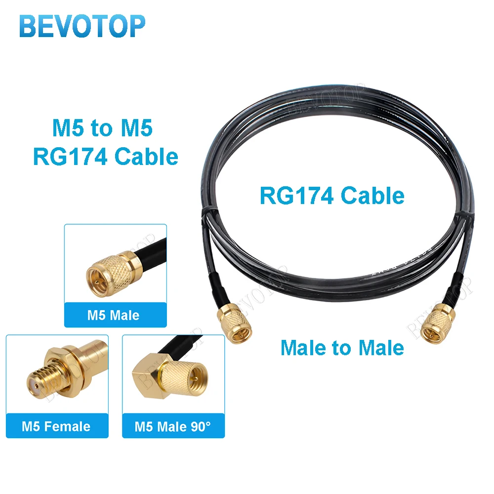 1PCS 10-32 UNF Microdot M5 Male Straight Vibration Acceleration Sensor Test RG174 Cable