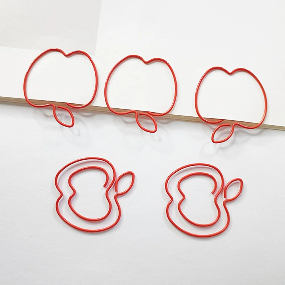 

50pcs Red Apple Paper Clips Fruit Shaped Small Paperclips Cute Office School Supplies For Home Classroom Organization