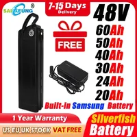 48v60ah Electric Bike 250w-2000w Bateria 30AH 40ah Shark Battery48v 36v 52v 60v 72v 15 20ah 50ah 60ah Ebike Battery SilverFish
