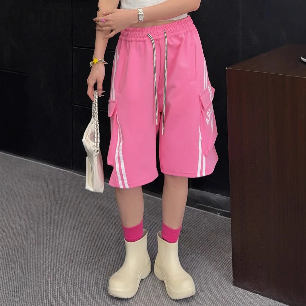 

2025 Summer New European Trend Printed Straight-leg Pants Casual Loose Fashion Versatile College Style Knee Length Pants