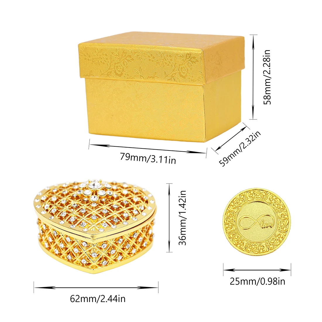 13pcs Spanish Arras Para Boda Unity Coins For Wedding Set With Heart Gift Box Ceremony Bride Favors Jewelry