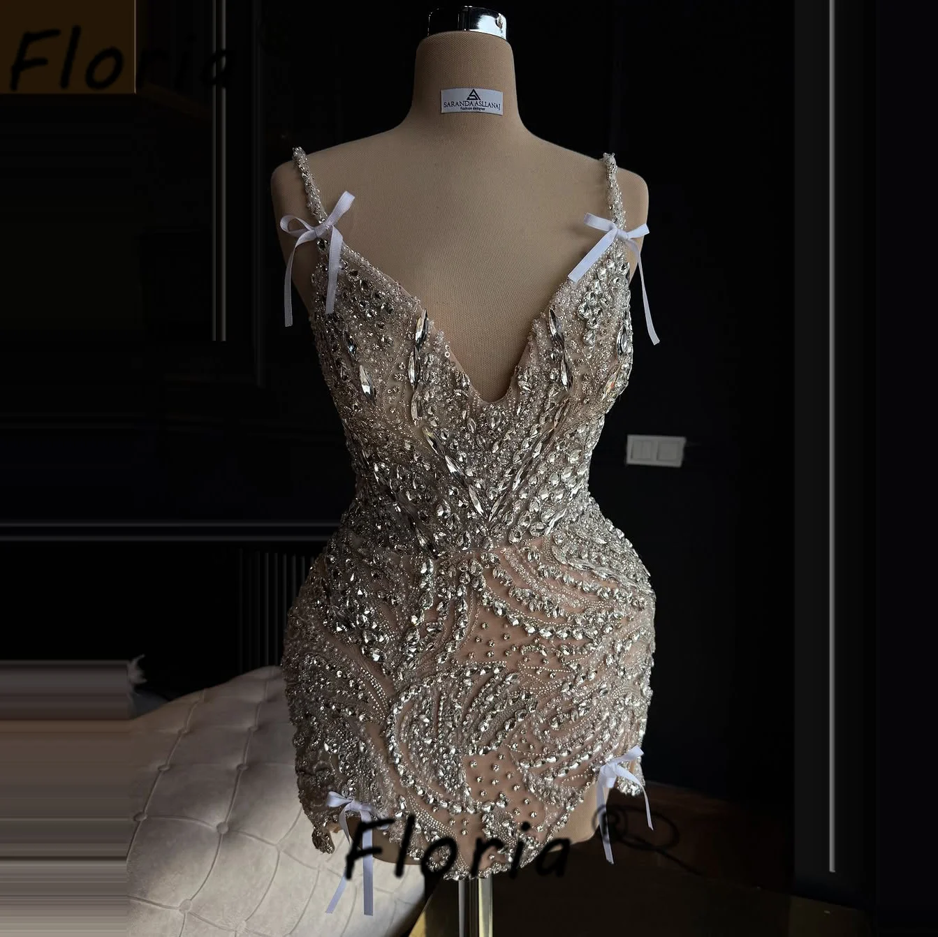 

Luxury Nude Beaded Crystal Short Cocktail Dress Whole Handmade vestidos de coquetel Short Prom Party Dresses Customized 2025