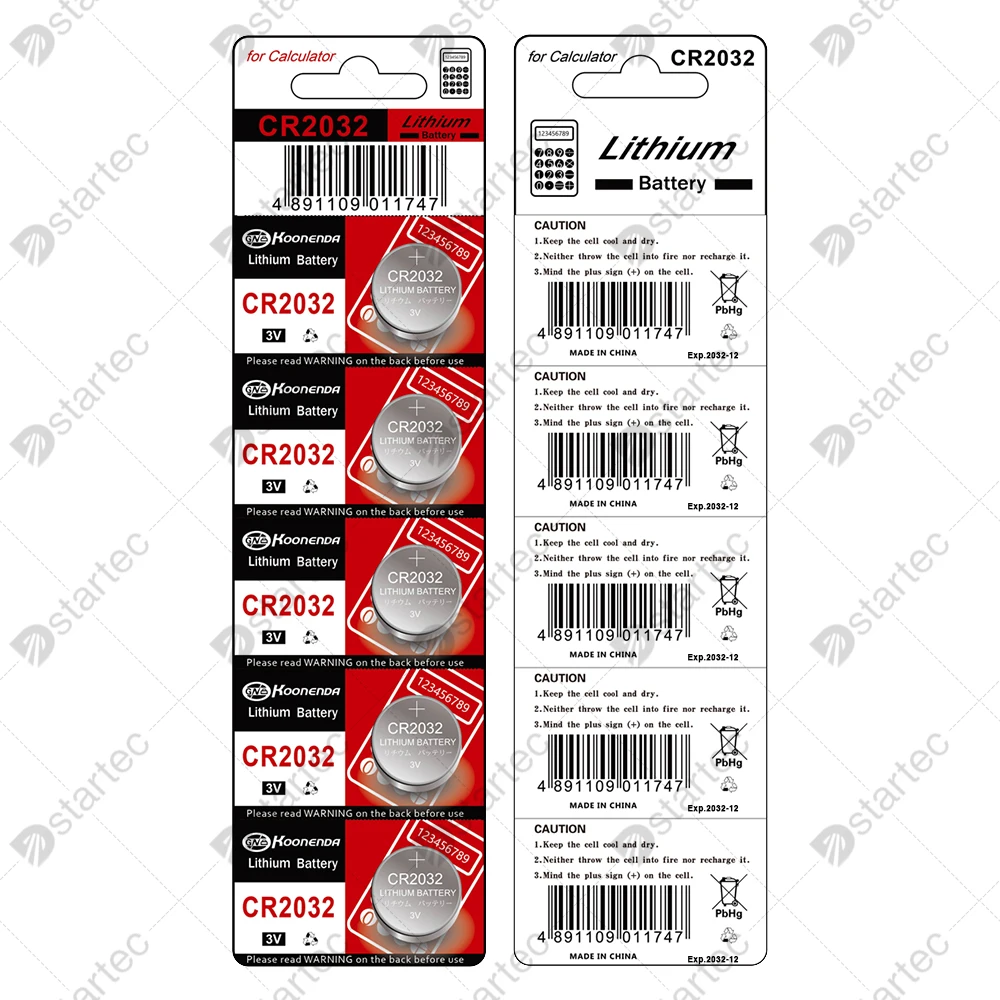 5 قطعة Koonenda CR2032 3 فولت بطارية ليثيوم ، 220mAh CR ليثيوم 3 فولت عملة خلية للساعات ، مفتاح فوب ، سيارة عن بعد ، مراقبة الجلوكوز