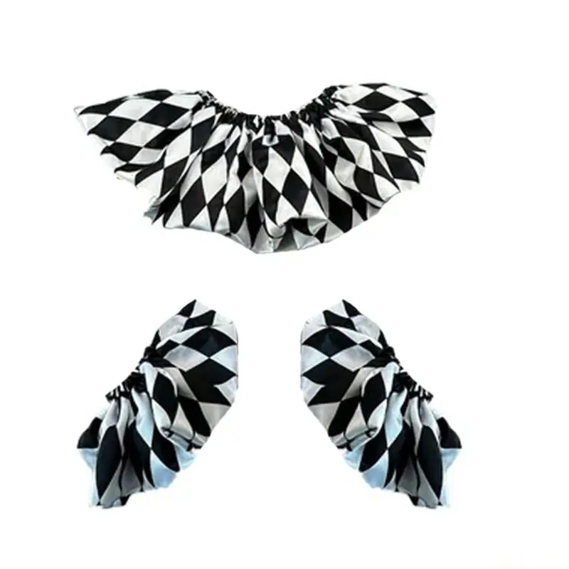 

31BF забавный клетчатый воротник-аксессуар для праздничного косплея и повседневного дышащего стиля