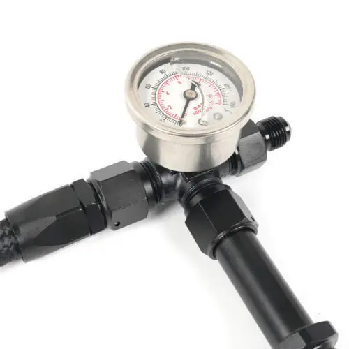 For Holley Carb Carburetor Braided Fuel Line Pressure Gauge Kit 4150 6AN Black