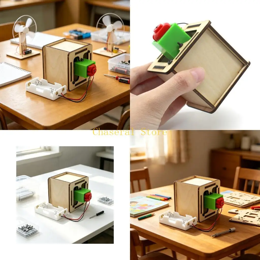 E7CE Wooden Science Toy Set for Kids DIY Vacuum Cleaner Assembly Project, Hands-On Learning Build for Family Craft Time and