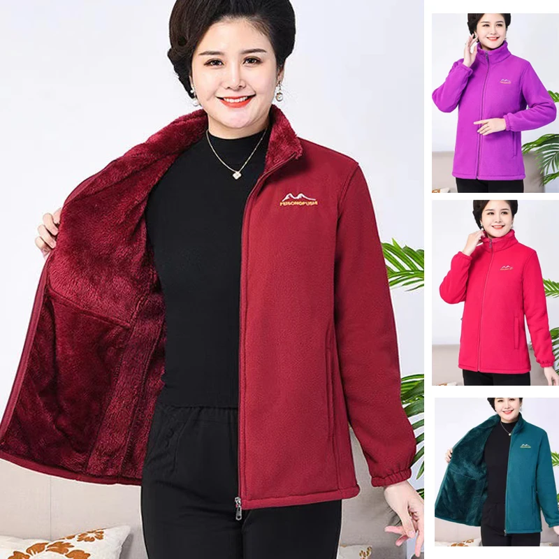

1pcs Autumn Winter Females Fleece Cardigan Jacket Womens Solid Long Sleeve Plush Warm Lady Jacket Fashion Loose Large Size Coats