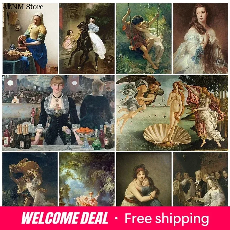Peintures sur toile de la Renaissance célèbres, affiches HD, impressions d'art mural classiques pour salon, décoration d'intérieur sans cadre, cadeaux