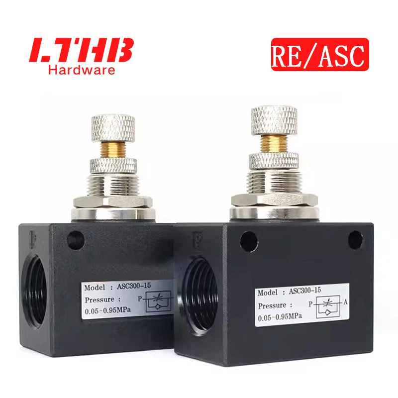 Pneumatic Throttle Valve RE01 02 03 04 ASC 06/08/10/15/25/32/40 One-way Speed Regulating Air Hose Flow Control Valve