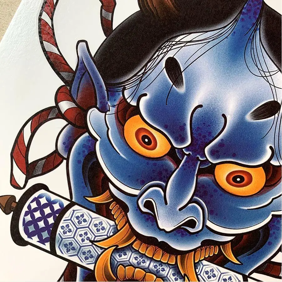 Anime Japanisches Monster Hannya Teufel Temporäre Tattoos Cartoon Dämon Tattoo Body Art Wasserdicht Fake Tattoo Aufkleber für Frau Männer