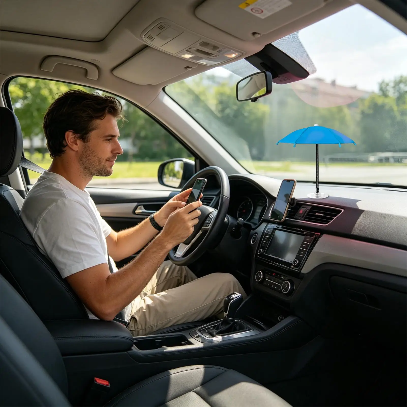 Phone Sun Shade Umbrella Heat-Insulating Adhesive Base Cell Phone Sun Protection Umbrella For Sedan Caravan RV Road Trips Summer