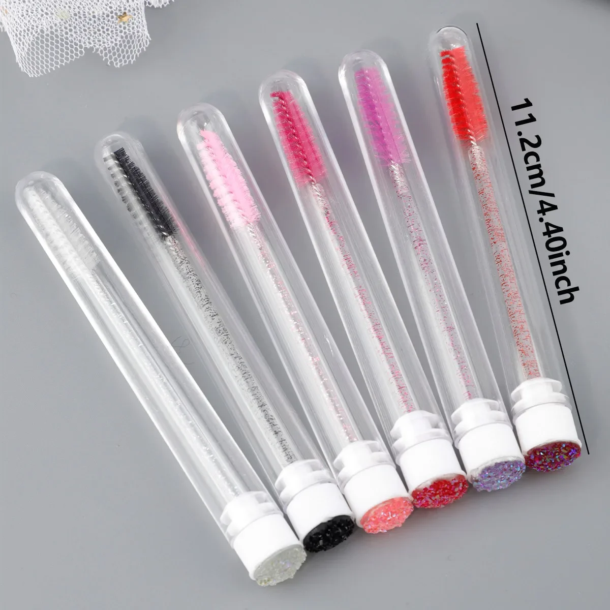 10pcs of Disposable Test Tube with Crystal Rod Eyelash Brush with Diamonds Multi-color Optional Portable Test Tube Cylinder