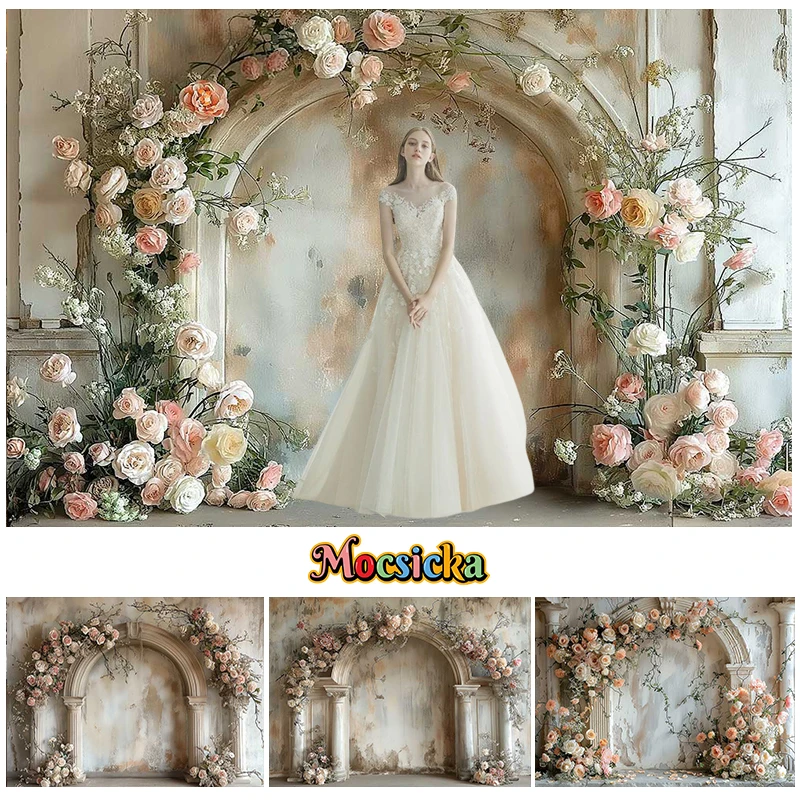 

Mocsicka Photography Background Vintage Arch Floral Adult Birthday Wedding Maternity Portrait Decor Backdrop Photo Studio