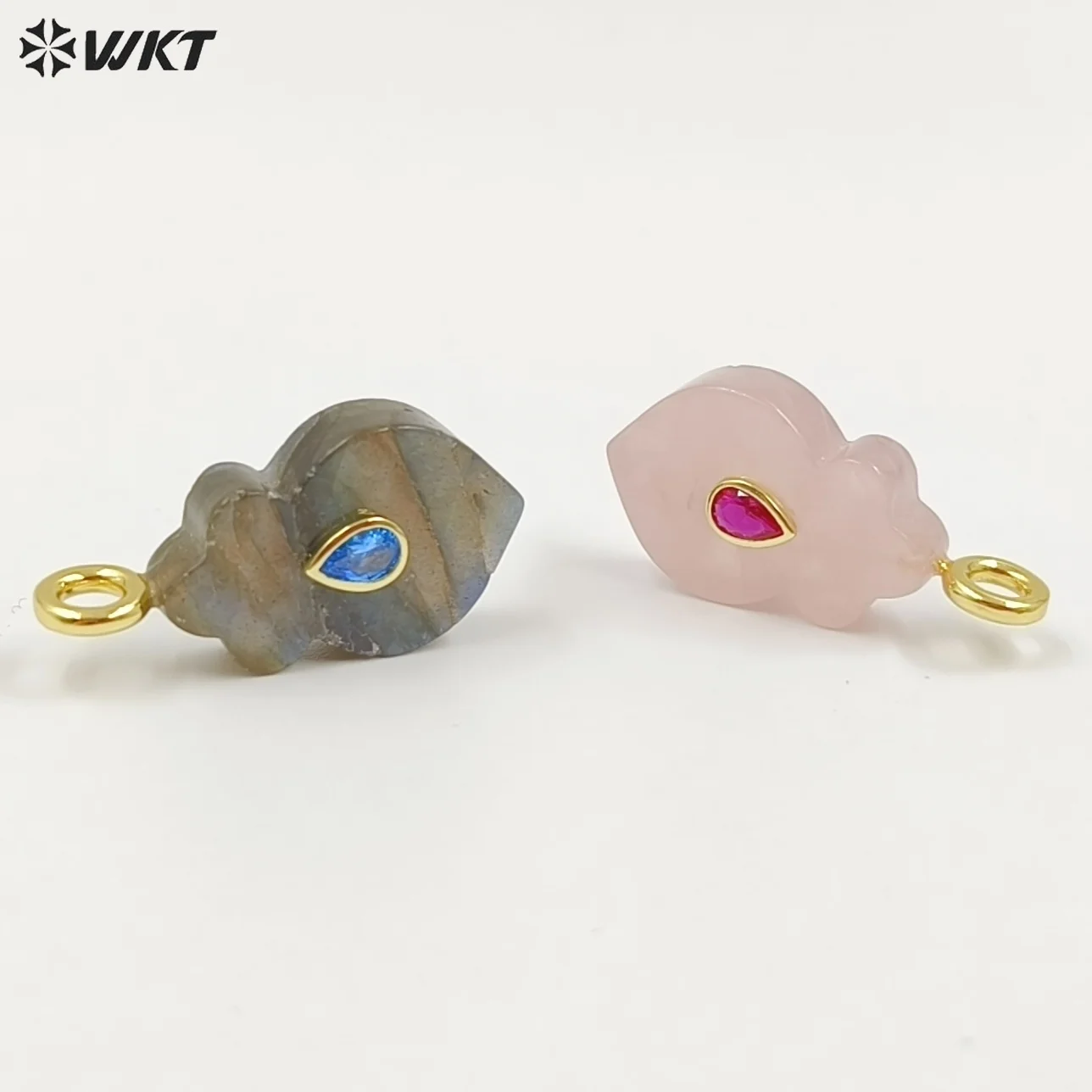 

WT-P2058 Exclusive Design Zircon And Natural Gemstones Gourd Shape Pendants For Female Handmade Necklace DIY Accessory