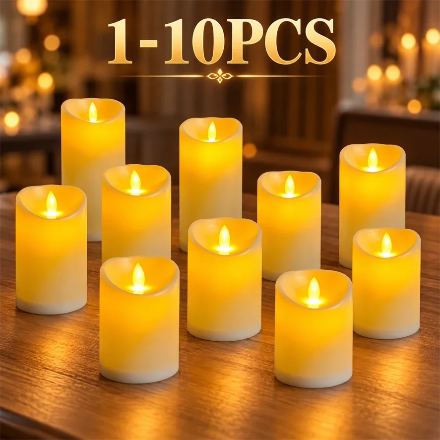 1-10PCS LED Battery Portable Candle Light Swinging Flameless Romantic Birthday Party Wedding Stage Decor for Table Centerpiece