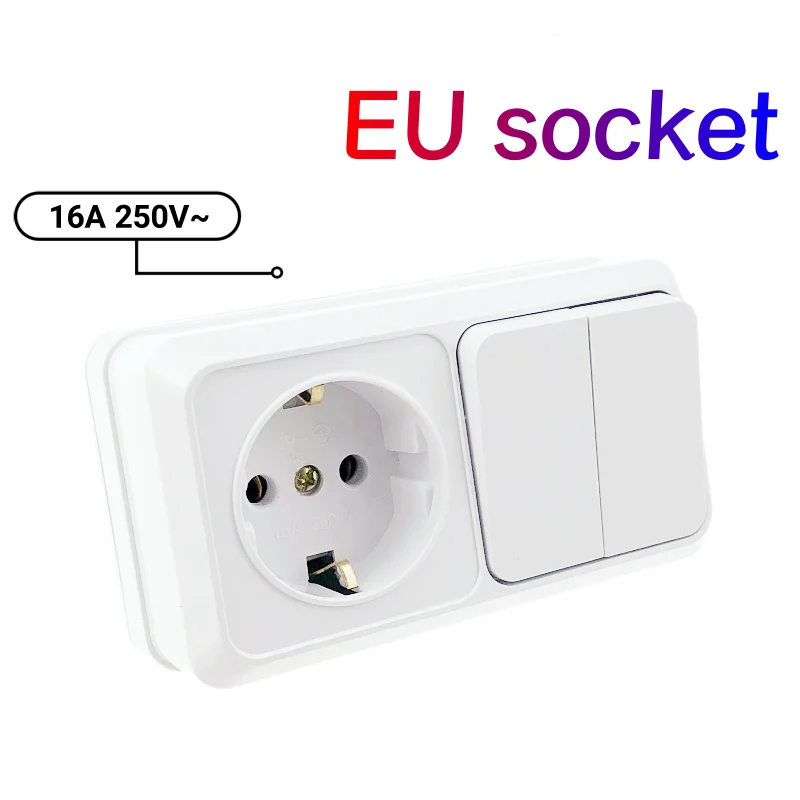 European standard socket two open without light ground socket surface mounted wall socket simple two open dual control for house