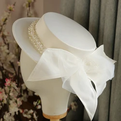 Hot Sale White Hats Bride Novia Diademas Pearls Hats Bridal Hair Accessories Mariage Bride 2024