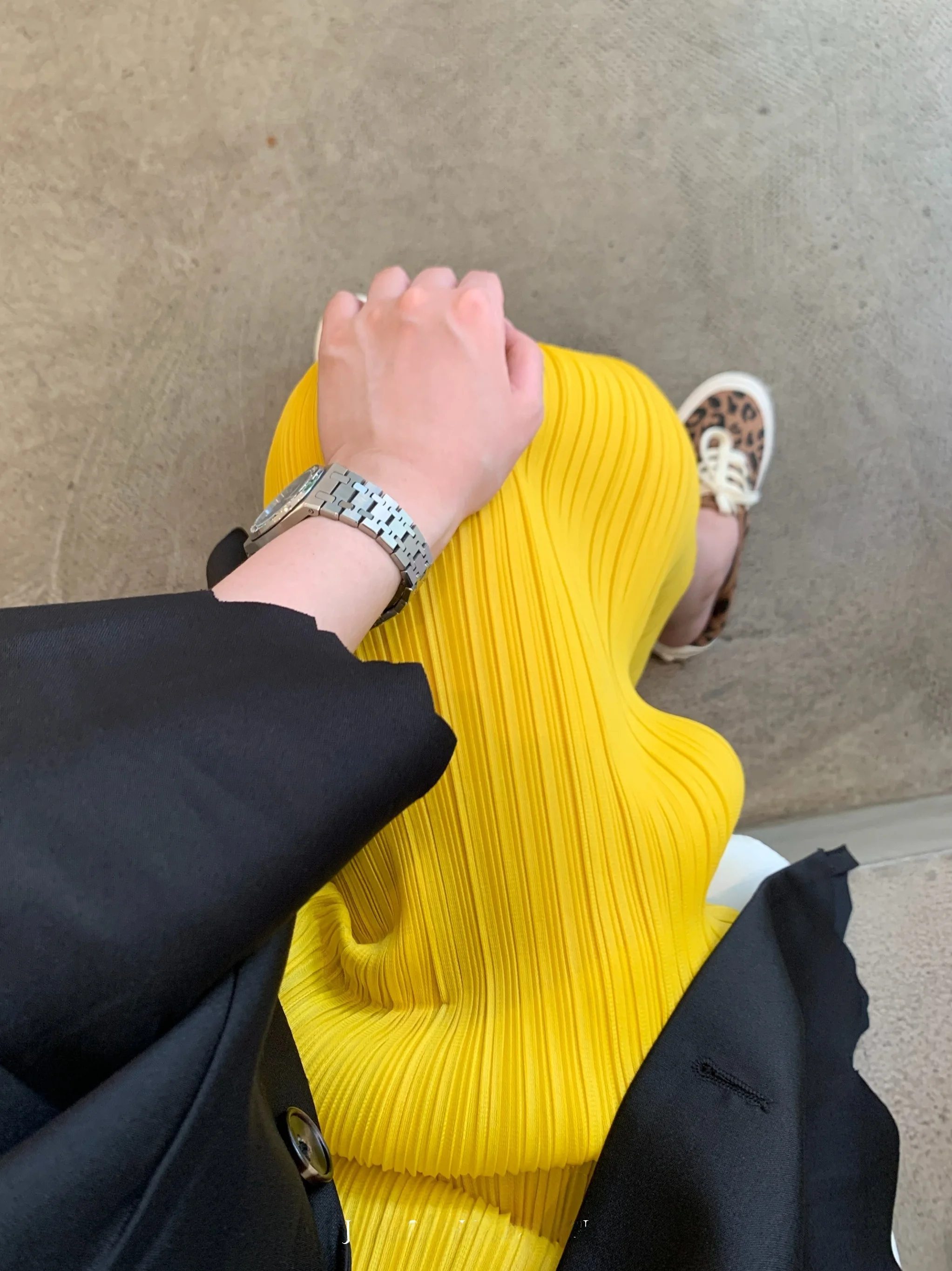 

JAM High Waist Slit Pleated Skirt Romantic Split Midi Skirt Multi Color Ele A-Line Skirt Women's Faion Autumn Polyester