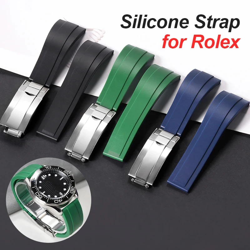 20mm Silicone Bracelet for Rolex Soft Waterproof Wristband Rubber Replacement Strap High Quality Belt Universal Men Women Band