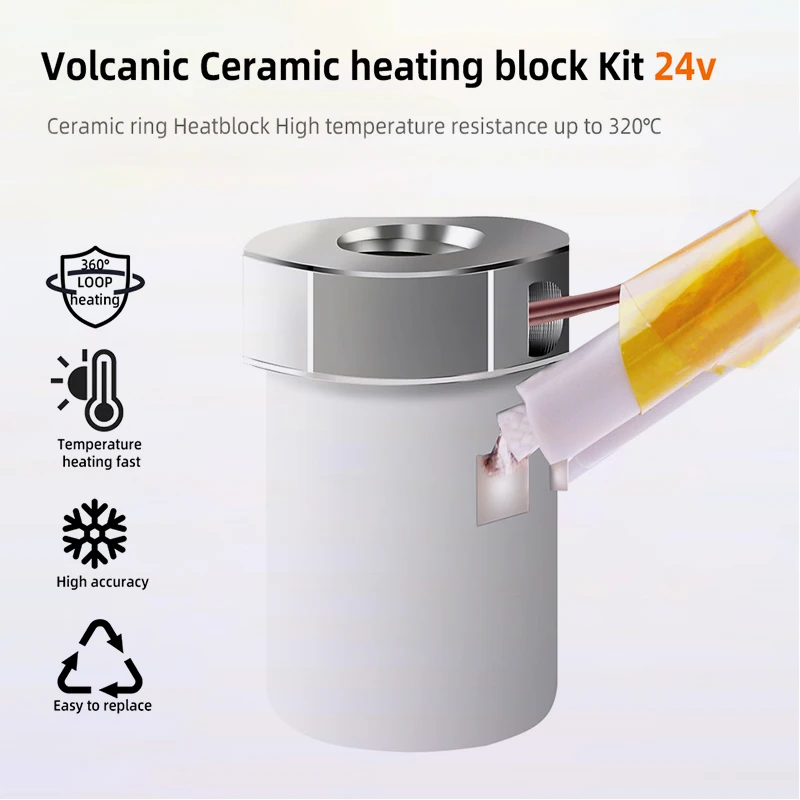 24V Volcano Ceramic Heating Core with B3950 or 104NT Thermistor Kit Compatible For  Anycubic Kobra  Pursa I3 3D Printer Hotend