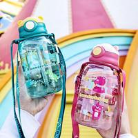 650ml Dinosaur Water Bottle For Kids Water Sippy Cup With Silicone Straw Leakproof Plastic Water Bottles Outdoor Kids Water Cup