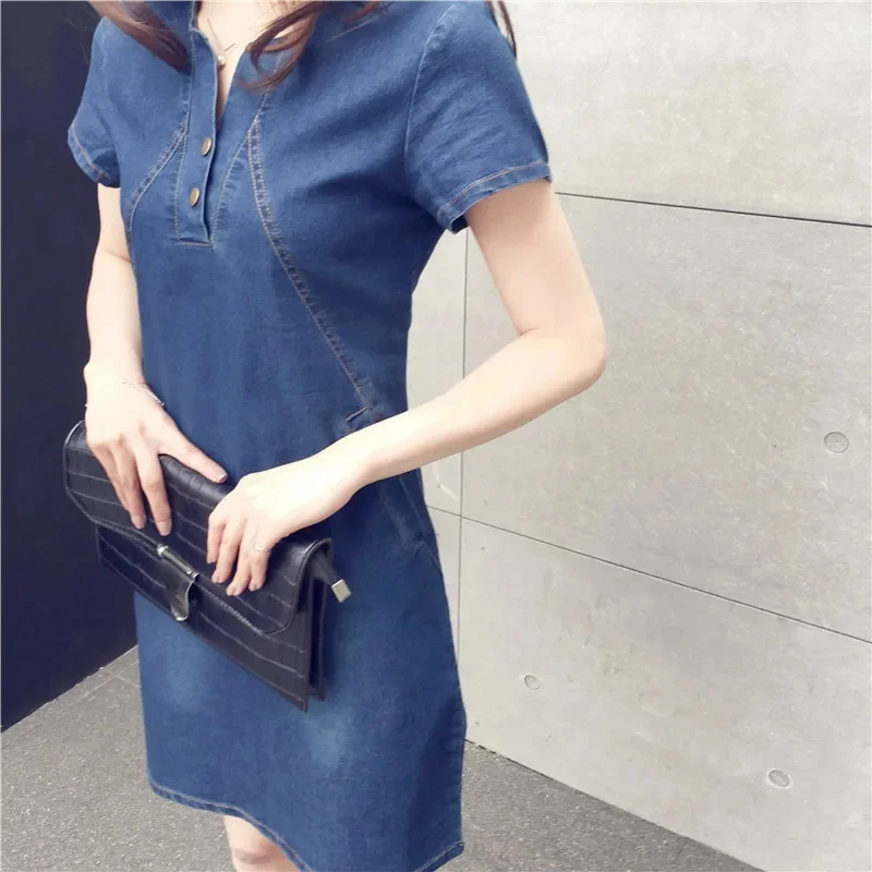 Retro Casual Denim Dress Women Summer Hot Sale Of The Season New Pear Body Shape Slimming Elegant Skirt Chinese Style Fashionabl