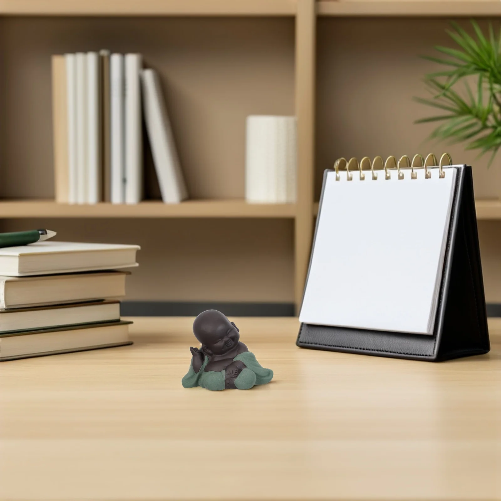 

Purple Clay Tea Pet - Handcrafted Monk Statue for Desktop - Small Buddhist Sculpture for Living Room Office Shelf Decoration