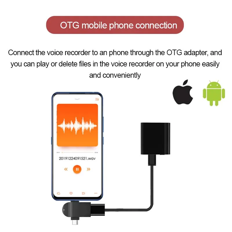 OTG Mobile Phone Connection Mini Voice Activated Recorder Small Digital Audio Device Sound Recording Micro Dictaphone Magnet