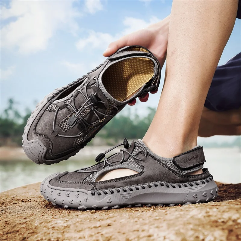 Zapatos de senderismo para hombre, zapatillas de deporte de malla, zapatos de montaña negros transpirables a la moda, zapatos acuáticos para niño, sandalias para senderismo al aire libre