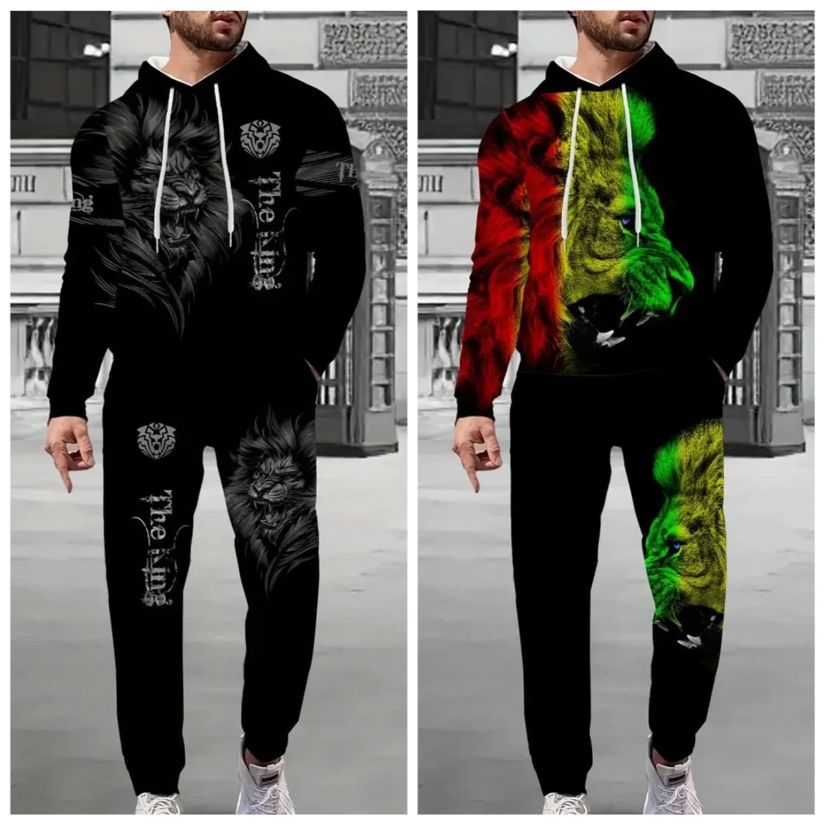 

Men Hoodie Suit Animal Tiger 3D Print Tracksuit/Pants Long Sleeve Pullover Casual Streetwear Oversize Autumn Winter High-quality