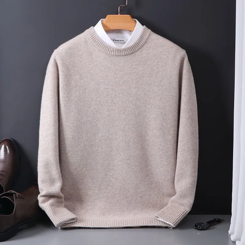 Wool Blend Pullover Men Sweater 2024 Autumn Winter Classic Solid Color Jersey Pull Homme Man Knitted Cashmere Base Sweater