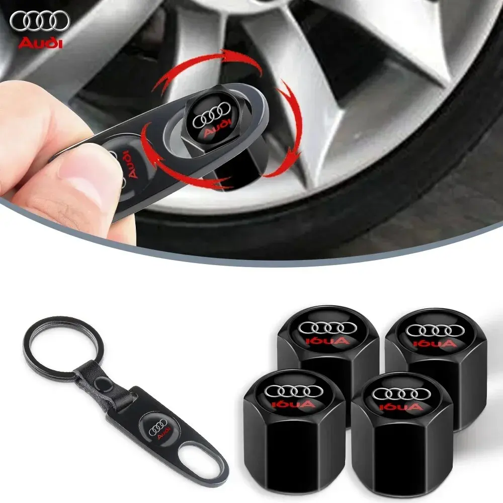 4Pcs Car Styling 3D Aluminum Metal Car Wheel Tire Air Valve Caps Cover For Audi A3 A4 b6 b8 b7 A6 A8 S Line S3 S4 S6 Q3 Q5 Q7 Q8