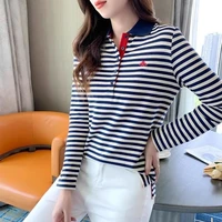 Korean Slimming Polo T-Shirt Women 95% Cotton Loose Fit Long Sleeve Streetwear for Autumn Winter Casual Outfits​ - Image 3