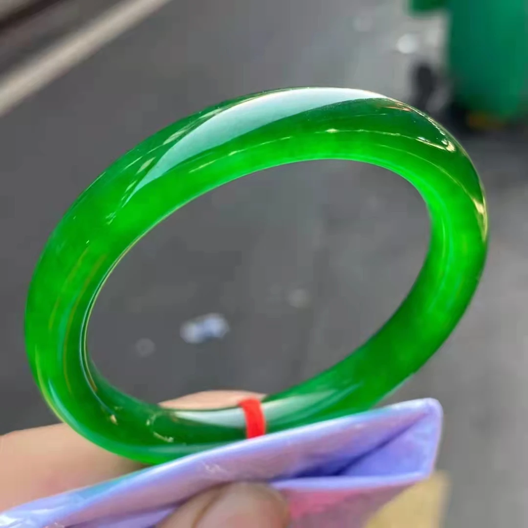 

High Ice Grade A Green Jade Bangle Natural Stone Round Bracelet Women Genuine Myanmar Jadeite With Certificate Burma Jade Bangle