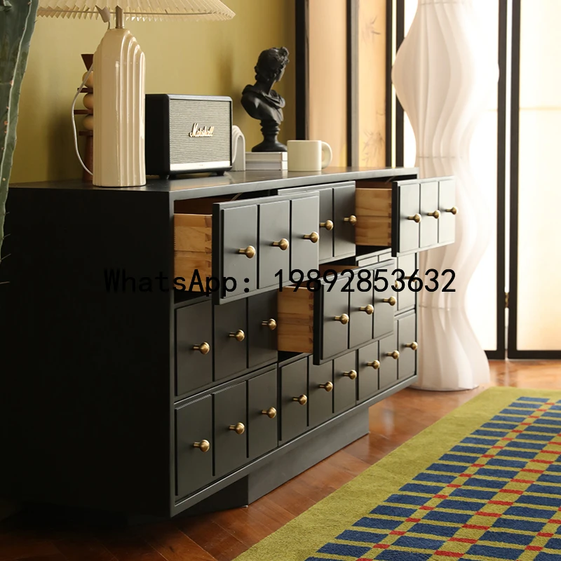 

simple retro black multi-chest bedroom storage locker drawer home