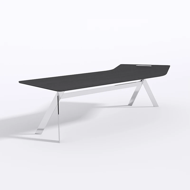 

Simple modern stainless steel office desk and chair combination