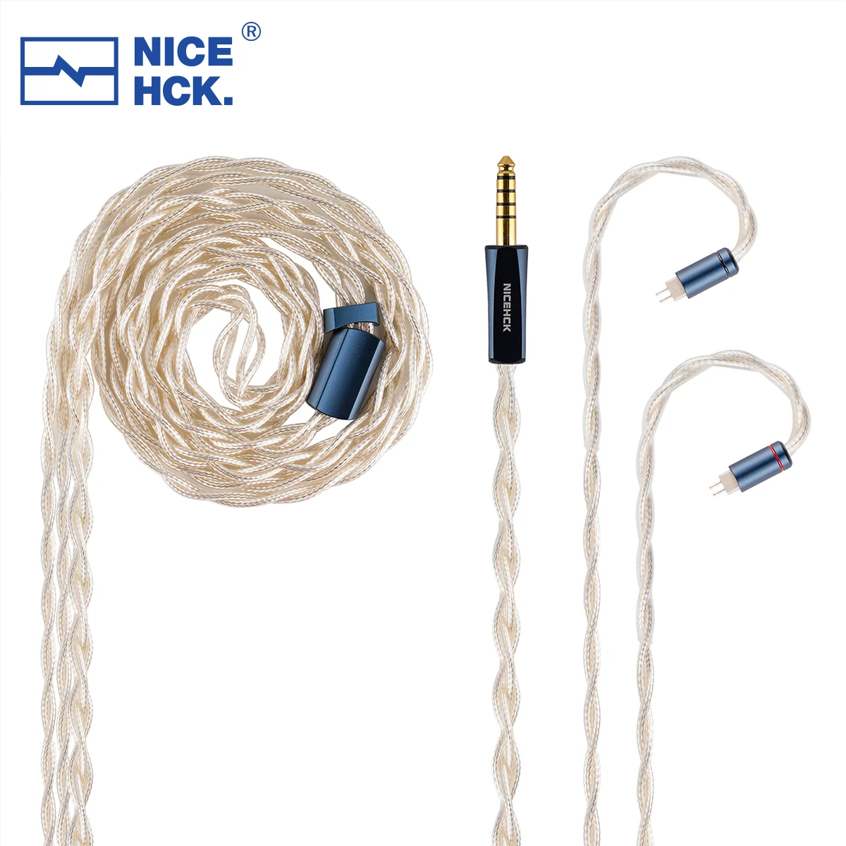 NiceHCK AuKing2 Earphone Wire 7N Gold Plated OCC+Silver Plated OCC Earud Replace Cable 2Pin 4.4mm OFC Plug for BaJie SR5 Delci