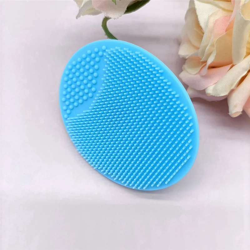 Gorro de cuna exfoliante y masajeador, cepillos de baño para bebé, azul y blanco, 2 paquetes