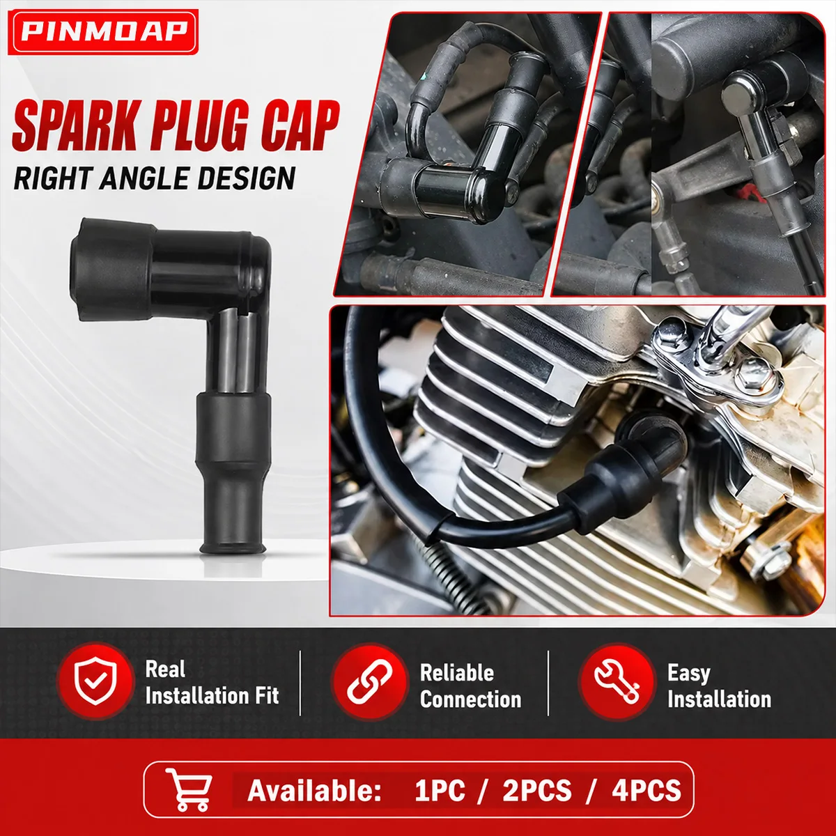 PINMOAP Motorcycle Spark Plug Cap 90 Degree Ignition Coil Boot Cover Replacement Dirt Bike ATV Scooter Small Engine Black Part