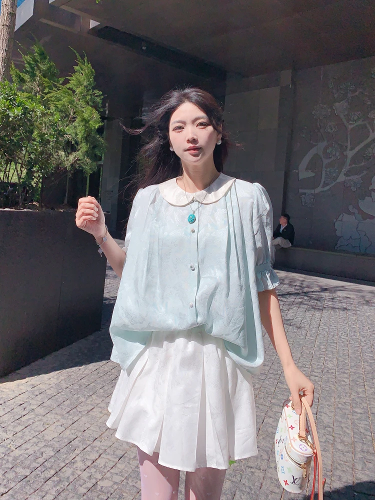 

Легкая шелковая блузка MissLuxury Sunny Girl для женщин, летняя, с коротким рукавом, ручной работы, модная, дышащая