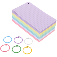 1 set 6 Color Hole Punch Index Cards Colored Lined Note Cards With Metal Rings Portable Blank Flashcards Memo Pad Pocket